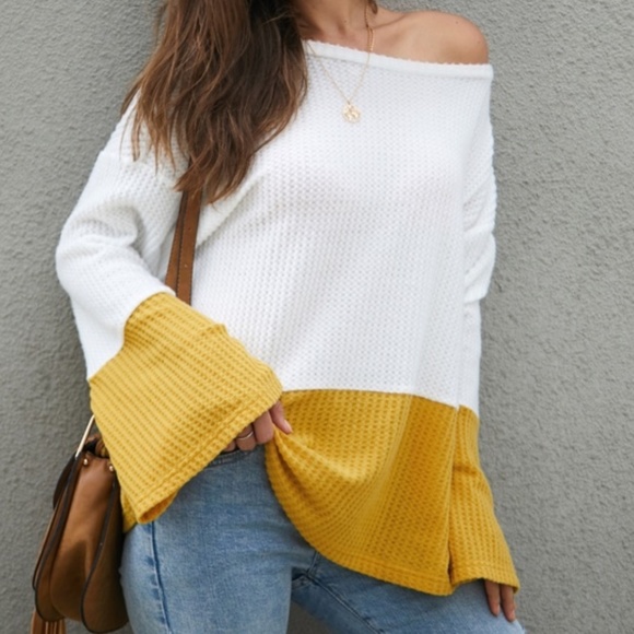 LAST -CECE Waffle knit Long Sleeve Top - Picture 3 of 5